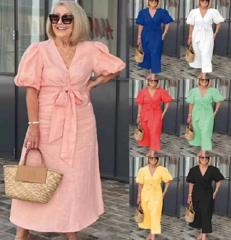 LYNORA | V-NECK MIDI DRESS