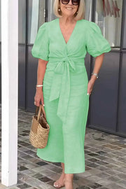 Lynora | Shouting Elegant Midi Dress White V-Neck
