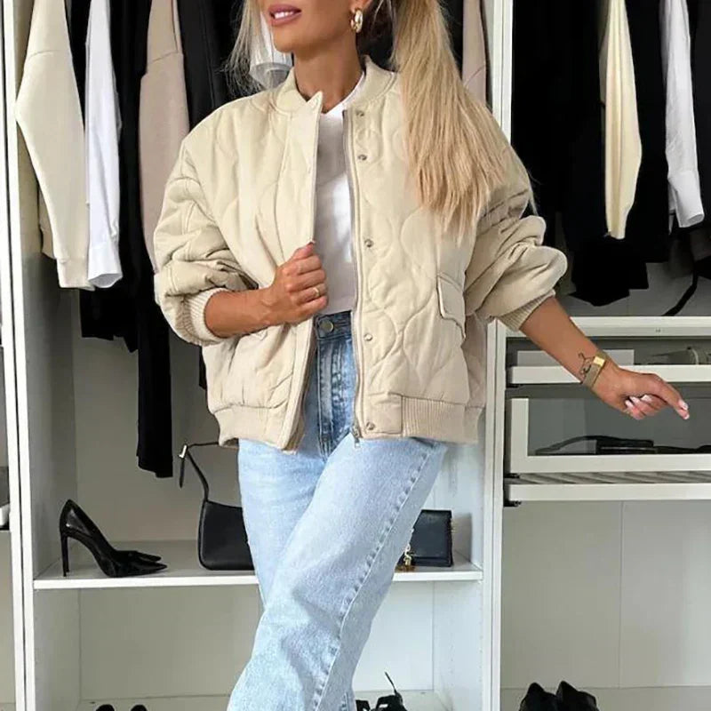 Sabra | Quilted Round-Neck Bomber Jacket