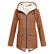 Morwenna | Long Fleece-Lined Hooded Parka in Khaki