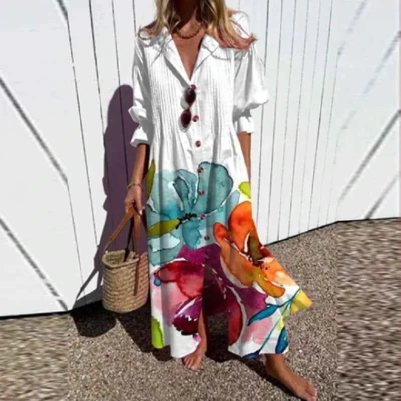 MARISSA | PRINTED BUTTON-FRONT DRESS