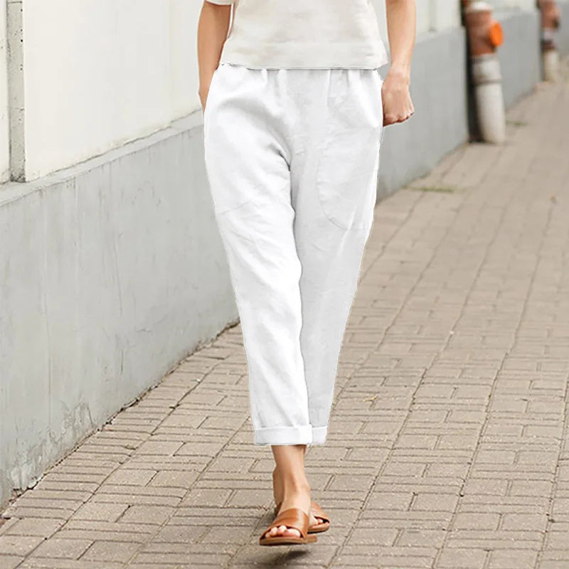 KRIZA | POCKET-DETAIL ELASTIC-WAIST TROUSERS