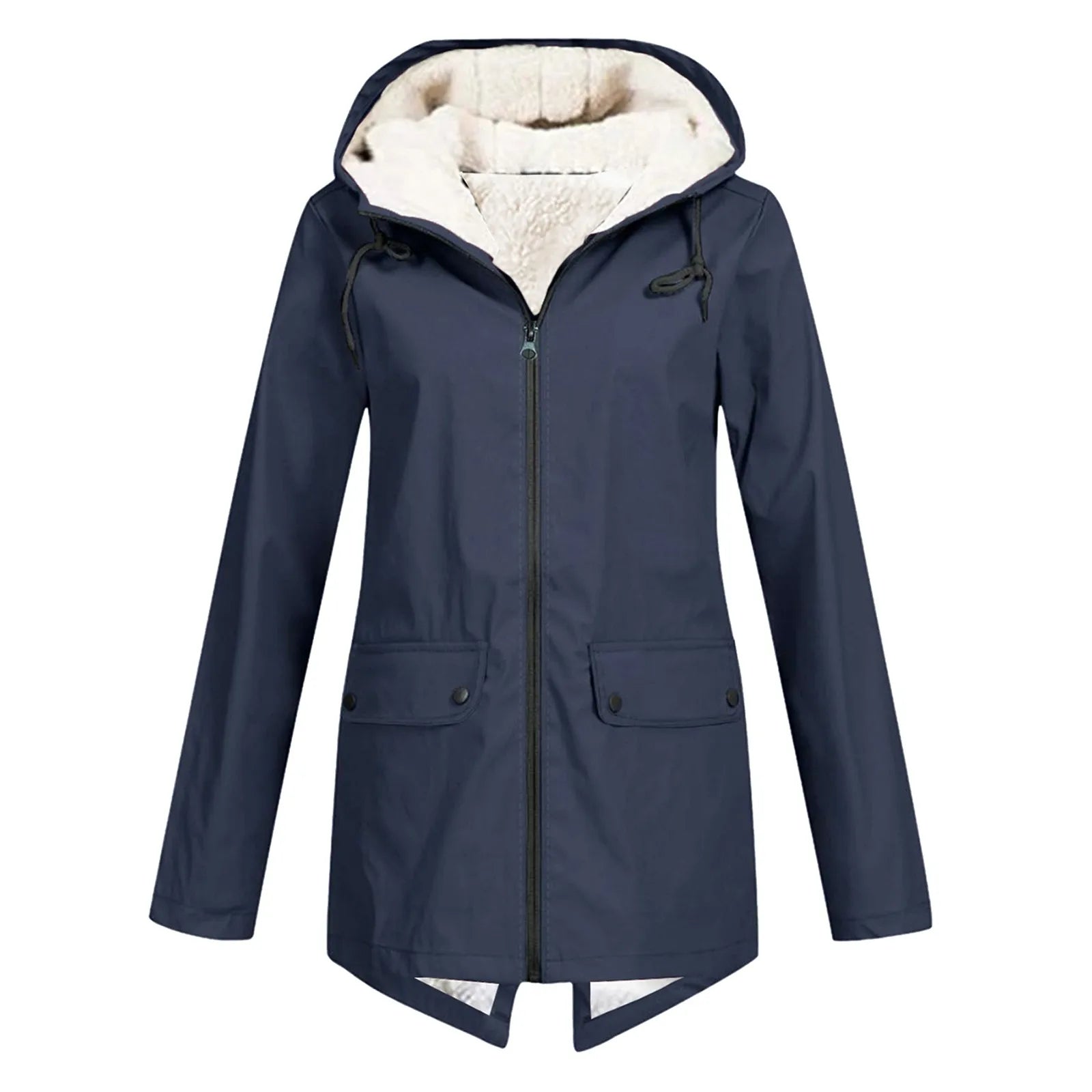 Morwenna | Long Fleece-Lined Hooded Parka in Grey