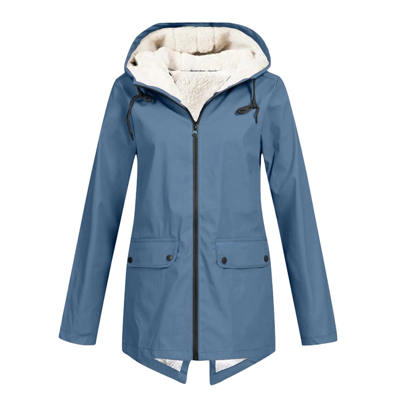 Morwenna | Long Fleece-Lined Hooded Parka in Khaki