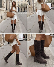 Florentine high block-heel boots in brown