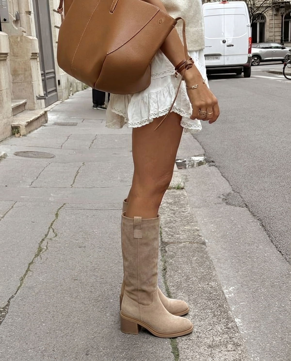Florentine high block-heel boots in khaki