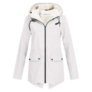 Morwenna | Long Fleece-Lined Hooded Parka in Khaki