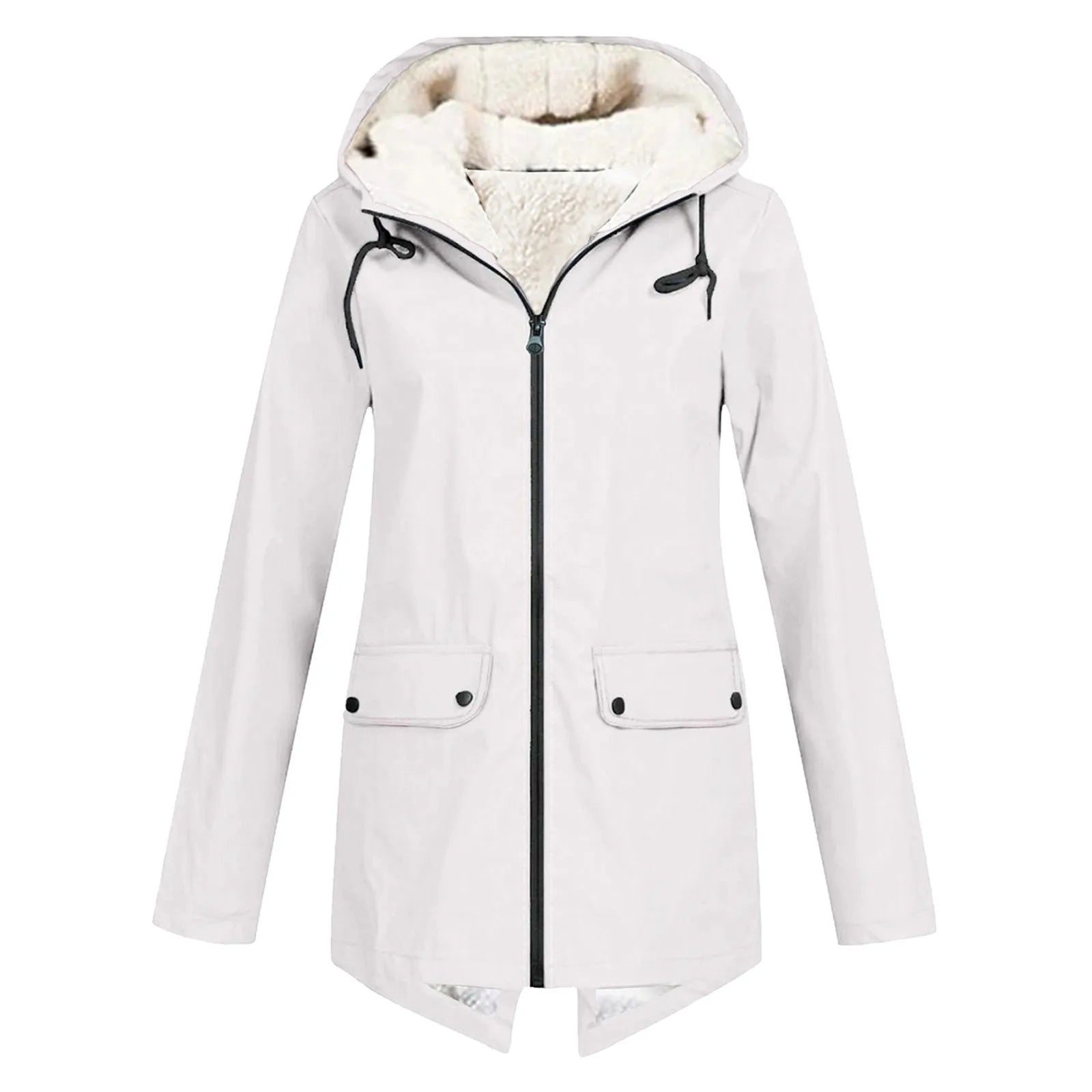 Morwenna | Long Fleece-Lined Hooded Parka in Khaki
