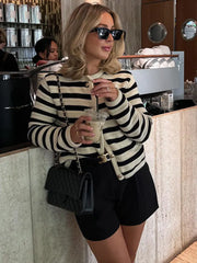 Mckenzi | Striped Open-Front Cardigan