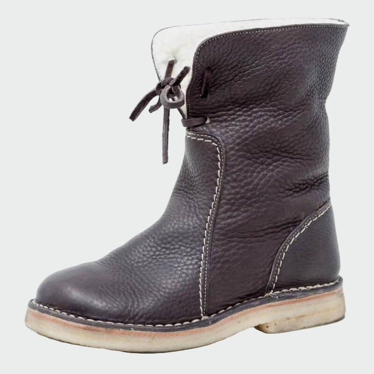 Waterproof Leather Mens Boots With Woollen Lining