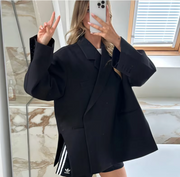 Sioned | Oversized Notched-Lapel Blazer in Beige