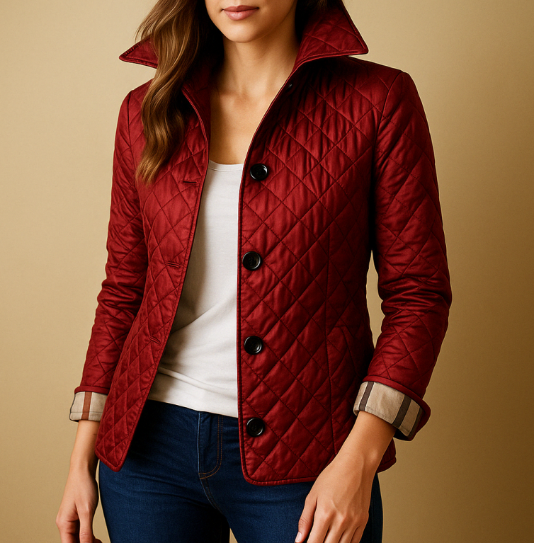 Rhonwen | Silk-Cotton Blend Slim-Fit Jacket in Burgundy