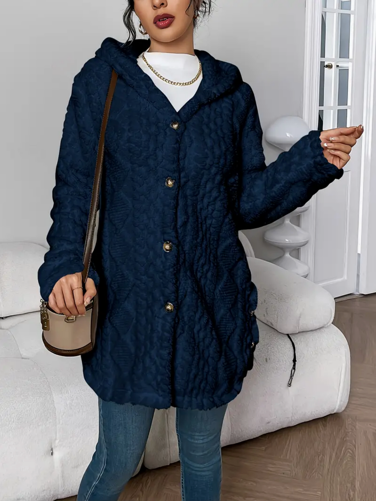 Latarsha | Hooded Textured Long Cardigan
