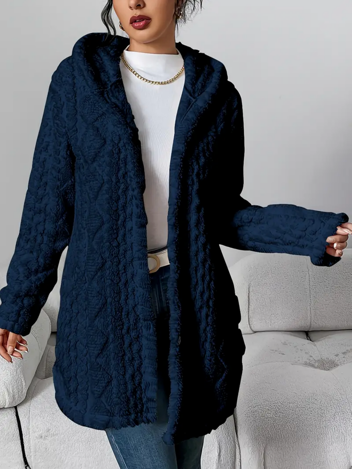 Latarsha | Hooded Textured Long Cardigan
