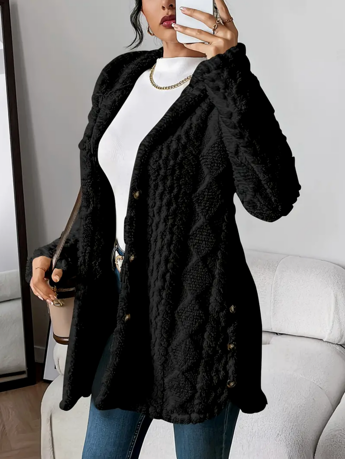 Latarsha | Hooded Textured Long Cardigan
