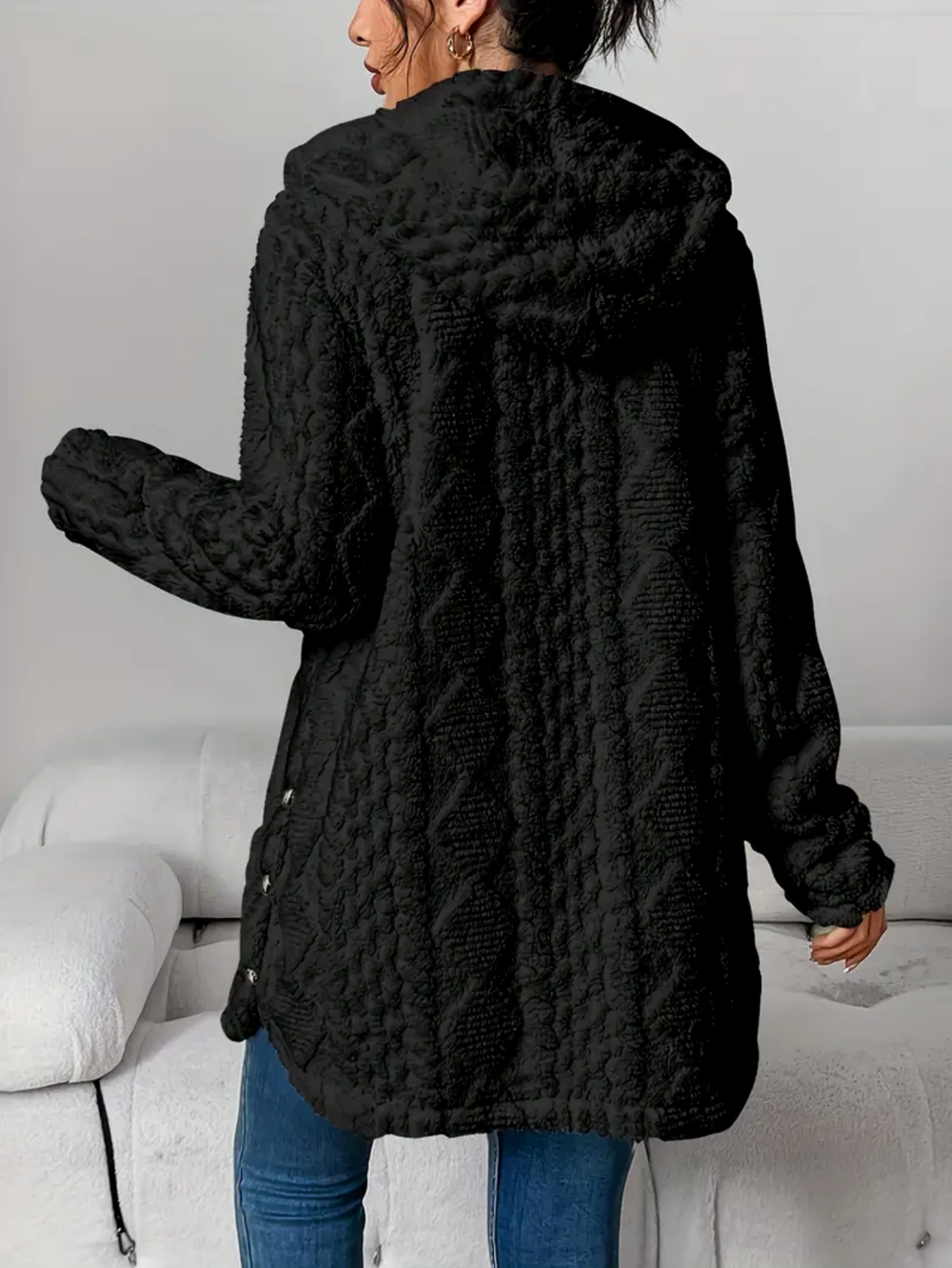 Latarsha | Hooded Textured Long Cardigan