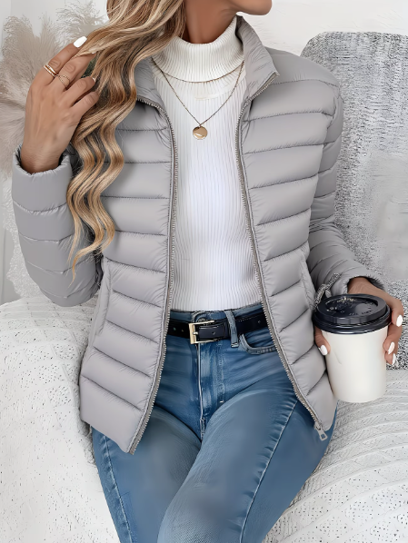 Karly | Round-Neck Quilted Zip Jacket