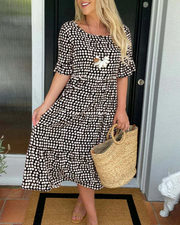 Zora | Midi-Dress With Korte Mouwen In Sand