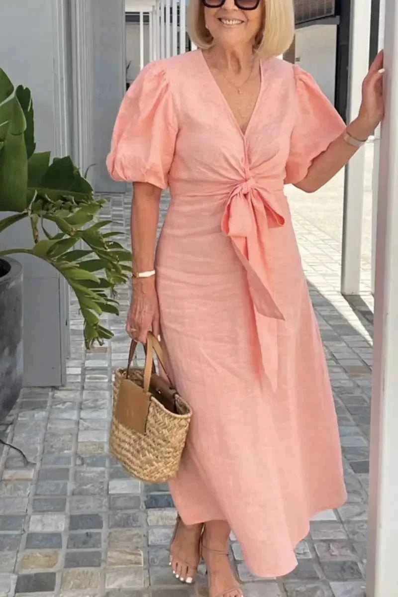 LYNORA | V-NECK MIDI DRESS