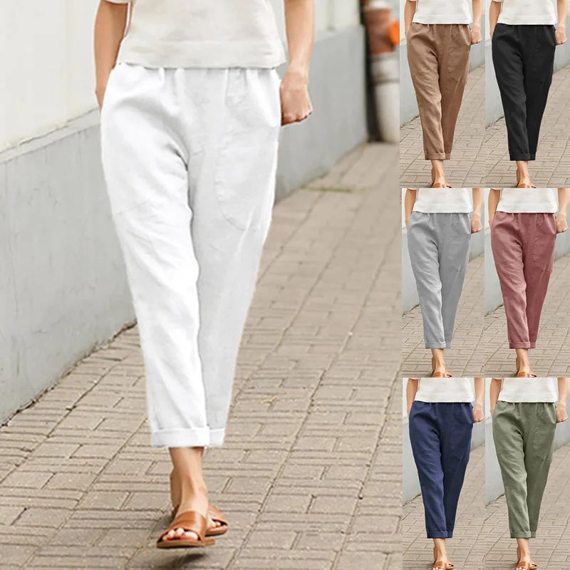 KRIZA | POCKET-DETAIL ELASTIC-WAIST TROUSERS