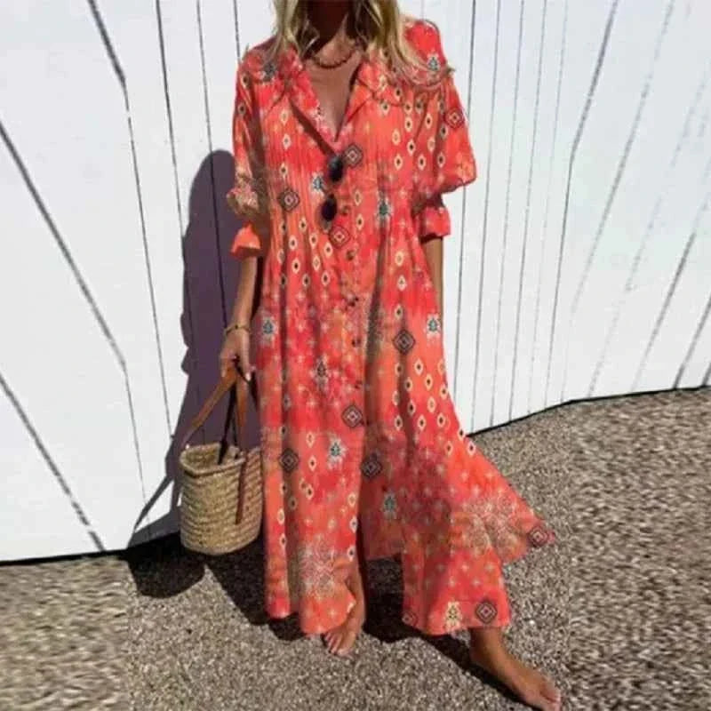 MARISSA | PRINTED BUTTON-FRONT DRESS