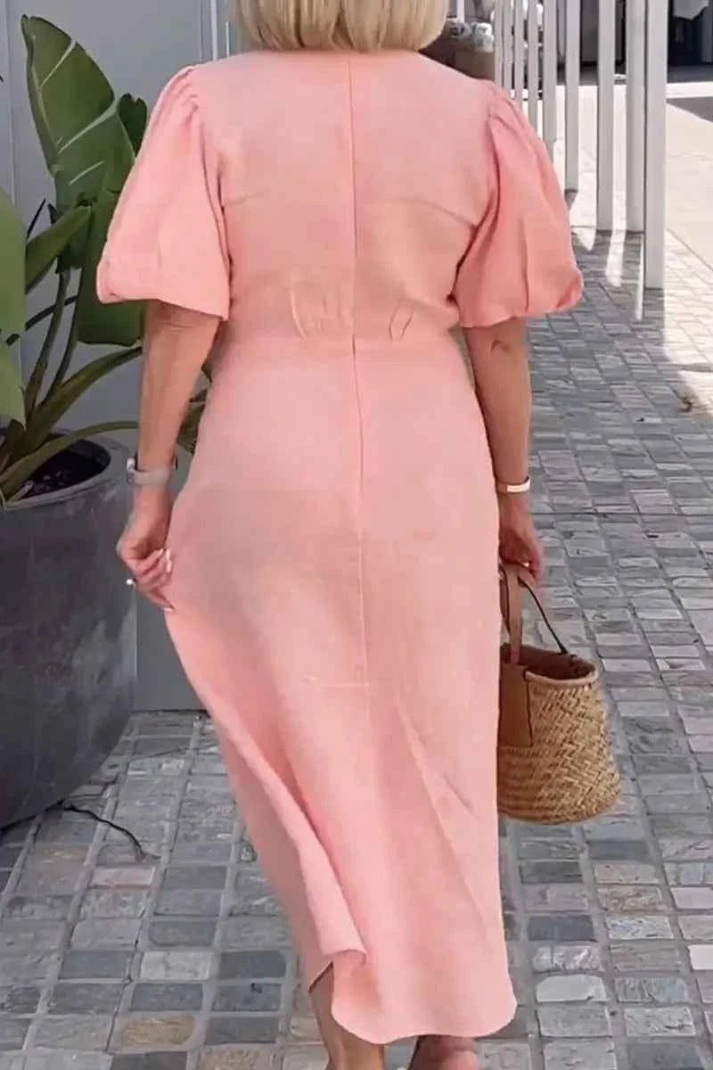 LYNORA | V-NECK MIDI DRESS