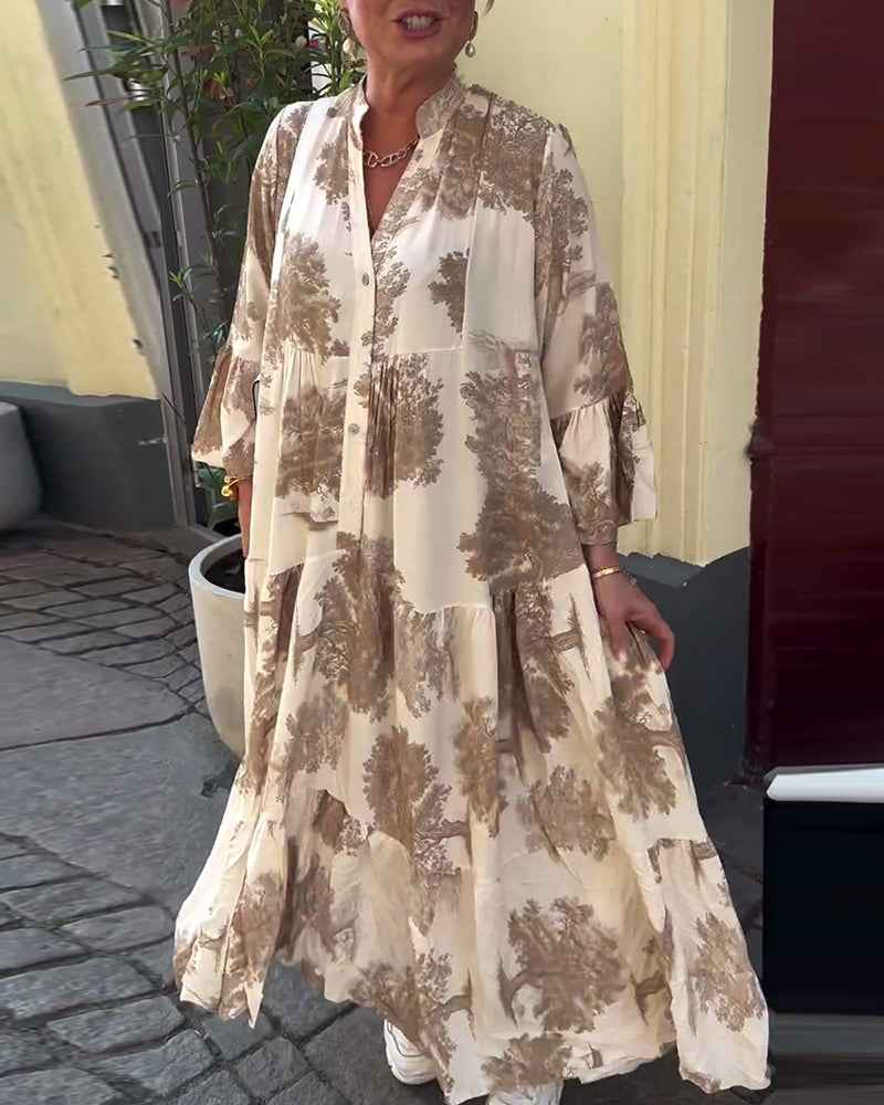 OPHELIA | PRINTED V-NECK DRESS