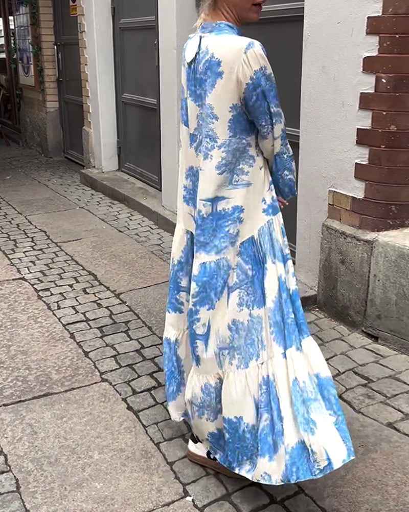 OPHELIA | PRINTED V-NECK DRESS