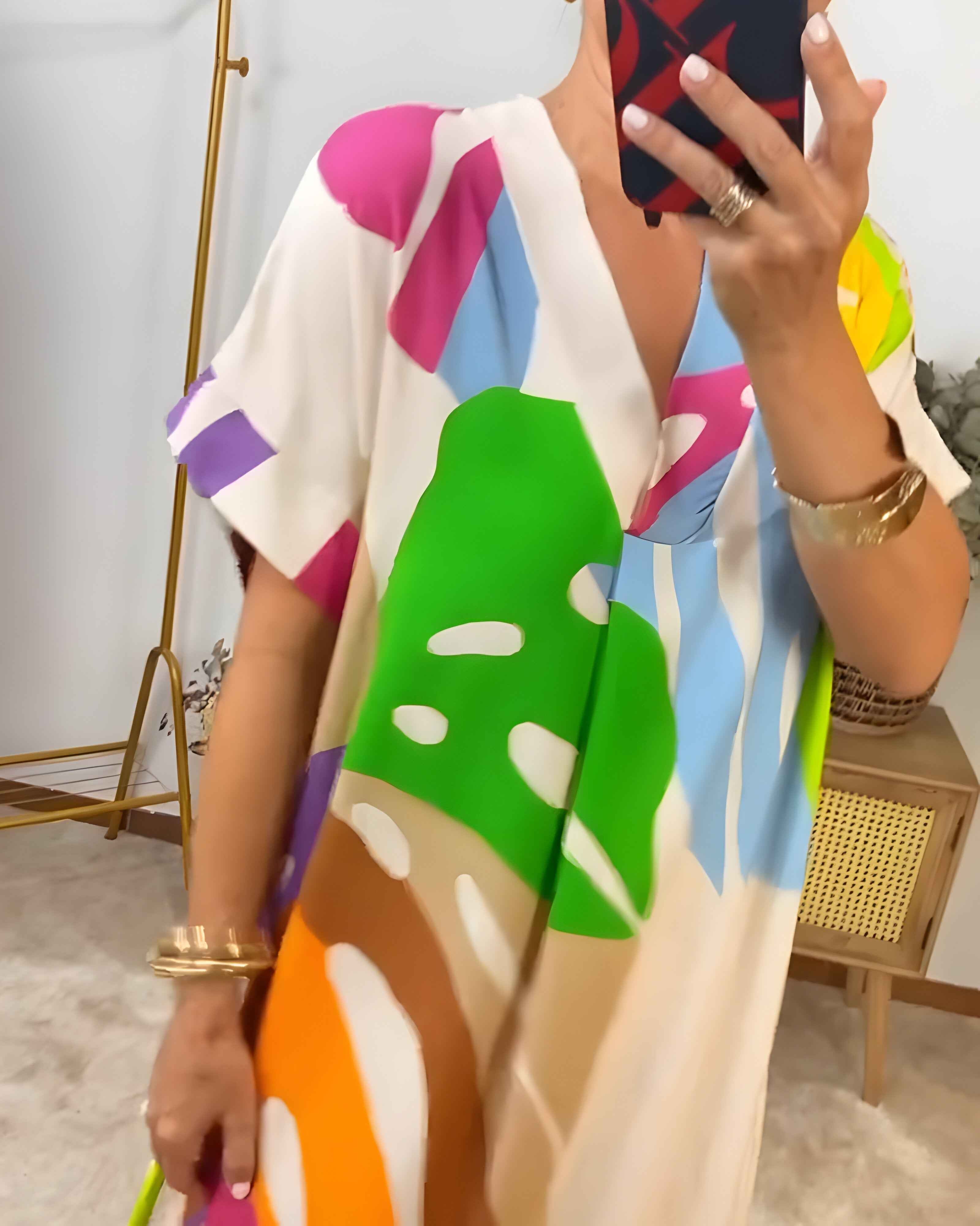 RIANNA | PRINTED SHORT-SLEEVE DRESS