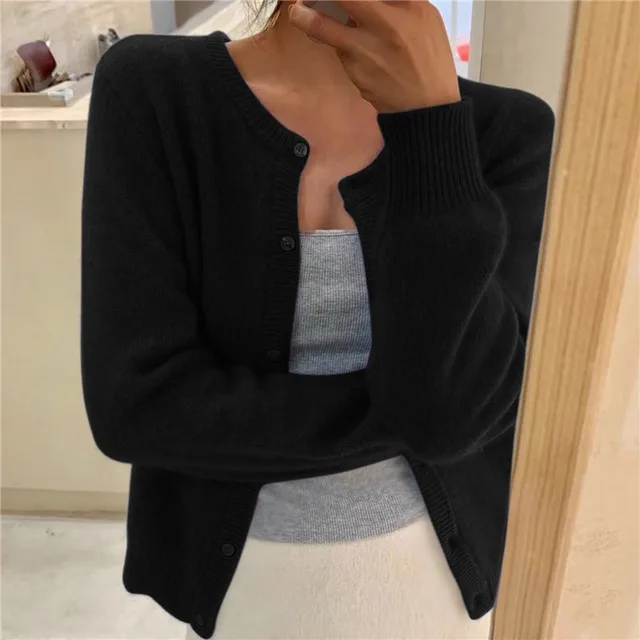 Round-Neck Button Cardigan