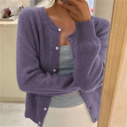 Round-Neck Button Cardigan