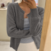 Round-Neck Button Cardigan