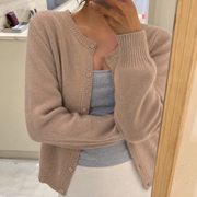 Round-Neck Button Cardigan