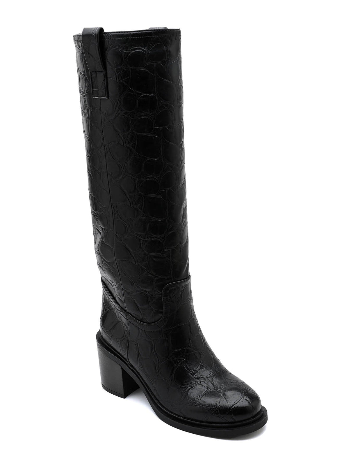 Gerlinde crocodile-effect high boots in black