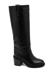 Gerlinde crocodile-effect high boots in black