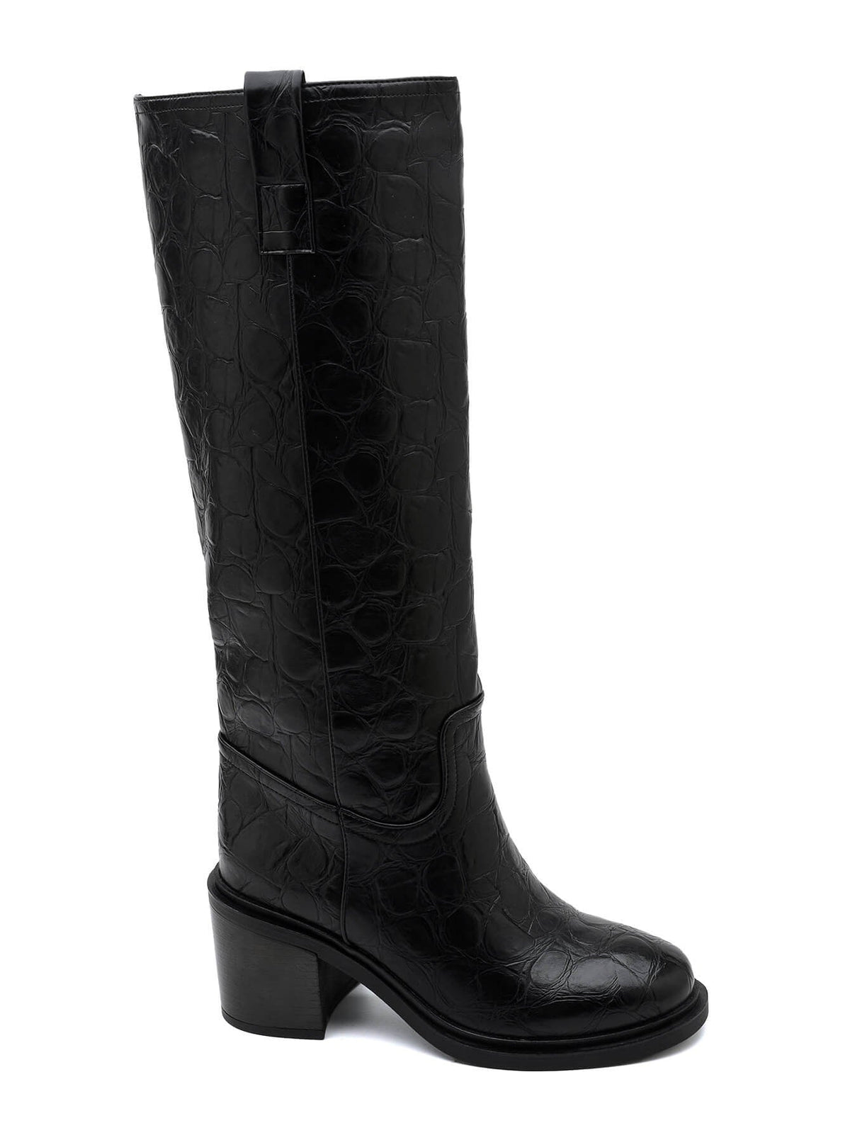 Gerlinde crocodile-effect high boots in black