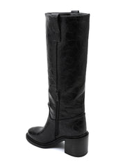 Gerlinde crocodile-effect high boots in black