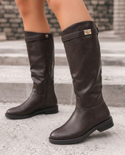 Theresina buckle-detail boots in brown