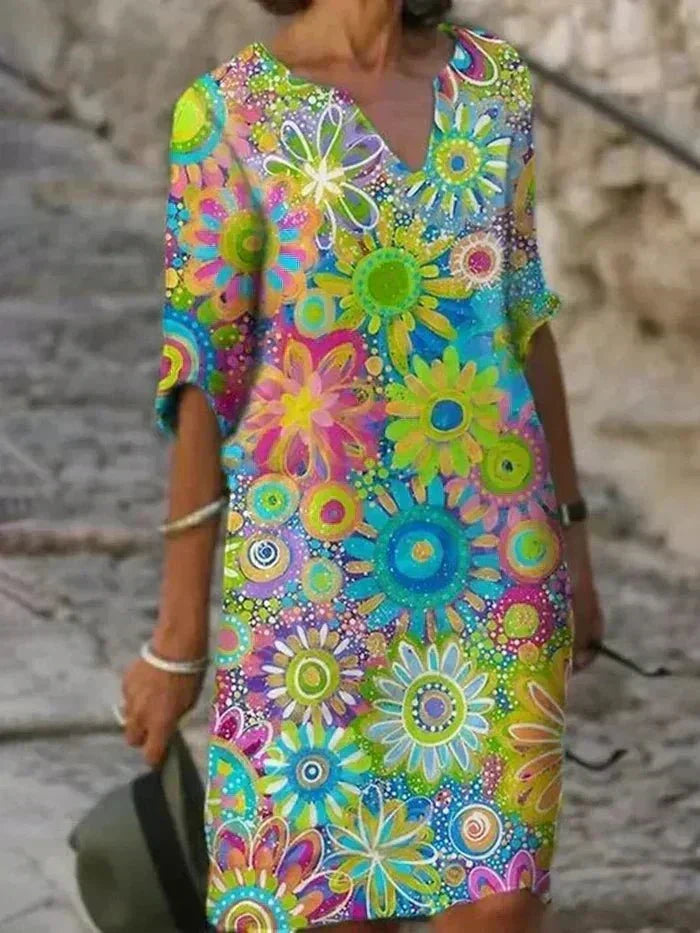 Nira | Midi Flower Dress Beaming