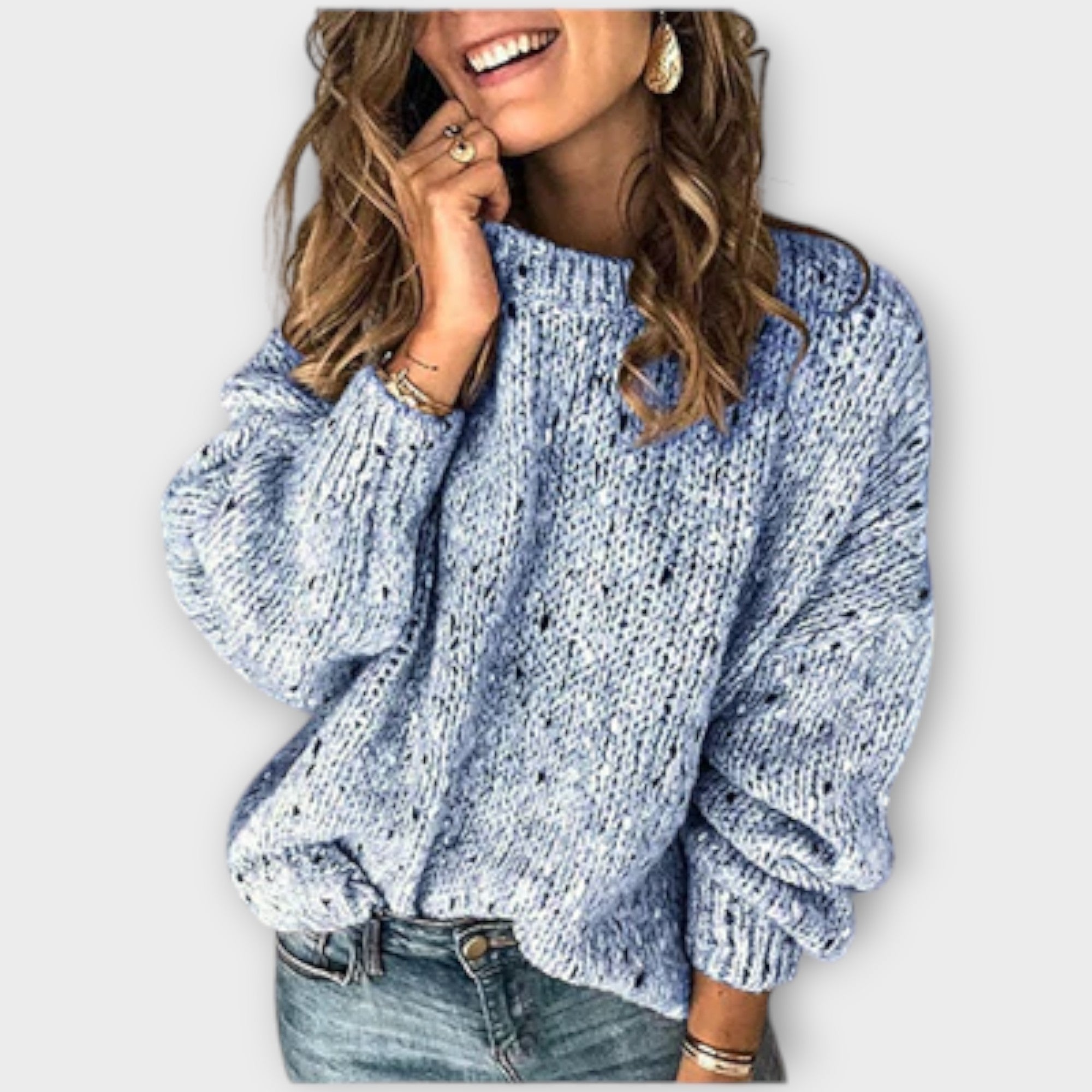 Eileen | Comfortable Retro Beige Jumper With Dots