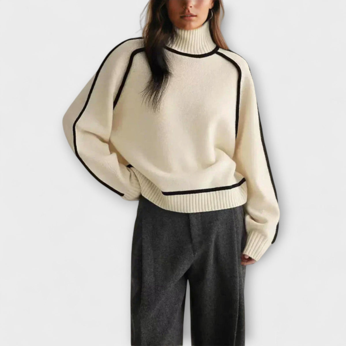 Julia | Brown Jumper With High Collar