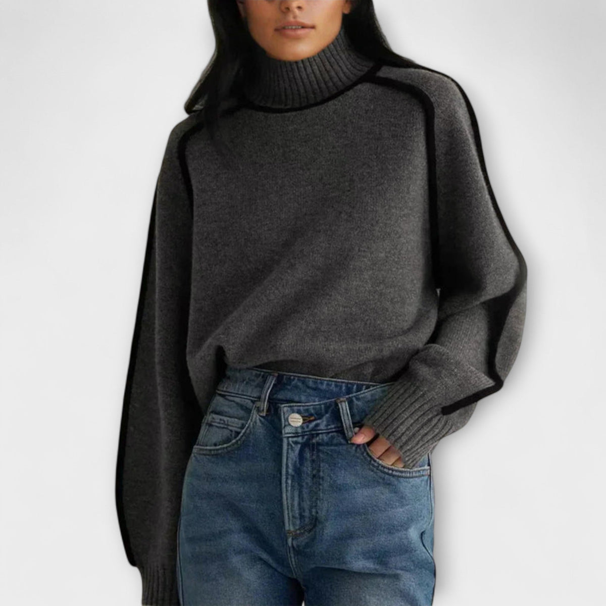 Julia | Brown Jumper With High Collar