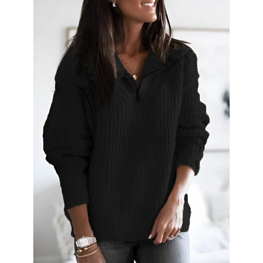 Merrie | Collared Zip-Neck Jumper