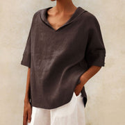 Roshanda | Wide-Collar Short-Sleeve Blouse
