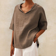 Roshanda | Wide-Collar Short-Sleeve Blouse