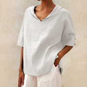 Roshanda | Wide-Collar Short-Sleeve Blouse