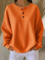 Waffle-Textured Henley Sweatshirt