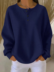 Waffle-Textured Henley Sweatshirt