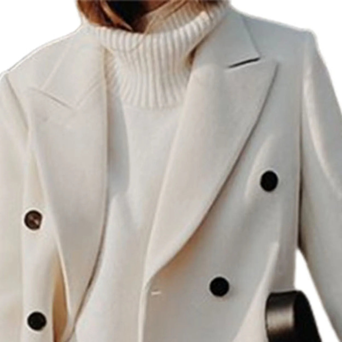 Meinir | Long Wool-Blend Coat with Concealed Buttons in Khaki