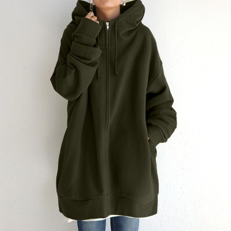 Zoila | Longline Zip-Neck Hoodie